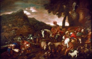 The Journey of Abraham Obraz od Giovanniho Benedetta Castiglione dit il Grechetto (1610-1665) 1654 Galerie Palazzo Rosso Genes od Giovanni Francesco Castiglione