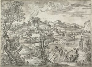 Krajina s Luteplayerem od Giovanni Francesco Grimaldi