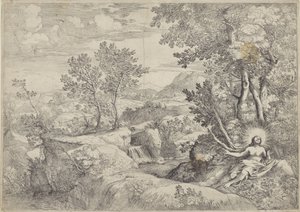 Krajina s kajícnou Marií Magdalenou od Giovanni Francesco Grimaldi