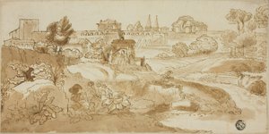 Pohled na Řím s via Appia od Giovanni Francesco Grimaldi