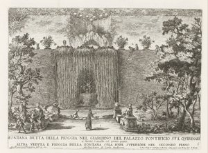 Fontein in de tuinen van het Quirinal Palace te Rome Fontána známá jako déšť v zahradě papežského paláce na Quirinale (...) (název na předmětu) Fontány v palácích a zahradách Říma (název série) Fonteinen in de paleizen en tuine od Giovanni Francesco Venturini