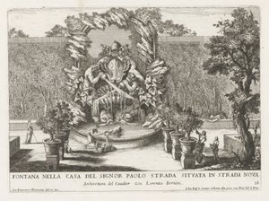 Fontána s papežským erbem, dvěma tritony a delfíny Fontana nella casa del signor Paolo strada situata in strada nova (titul na objektu) Le fontane ne palazzi e ne giardini di Roma (název série) Fontány v palácích a zahradách Říma ( od Giovanni Francesco Venturini