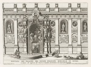 Nymphaeum v de binnenplaats van het Palazzo Borghese te Rome Fontána v paláci Signor prencipe Borghese v Římě (...) (název na předmětu) Fontány v palácích a zahradách Říma (název série) Fonteinen in de paleizen en tuinen van Rome (série od Giovanni Francesco Venturini