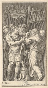Vojáci, jeden zepředu a držící meč, vpravo voják s ba..., ca. 1650-1700.