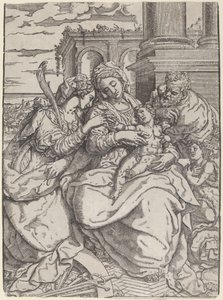 Madonna a dítě se svatou Kateřinou od Giovanni Gallo after Marco Pino