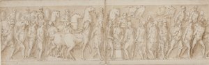 Zajaté ženy jsou odvezeny (konec LXXIII); přehlídka plavčíků (LXXIV); Marcus Aurelius obětuje u oltáře (LXXV); Marcus Aurelius sleduje útok (začátek LXXVI) od Giovanni Guerra