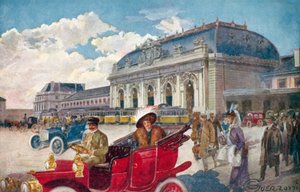 Milán / Milan: Stazione Centrale (barevná litografie)