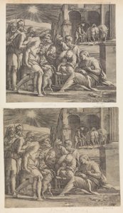 Klanění pastýřů. od Giovanni Jacopo Caraglio