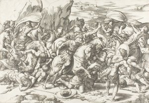 Bitva kolem štítu a kopí od Giovanni Jacopo Caraglio