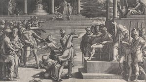 Umučení svatého Pavla a odsouzení svatého Petra, 1524-27. od Giovanni Jacopo Caraglio
