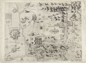 Mapa obléhání Palmanova od Giovanni Justo