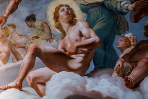 Apollo. Detail "rady bohů" 1624-1625. freska od Giovanni Lanfranco