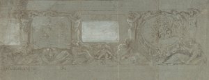 Návrh nástěnné dekorace s Abrahámovou obětí a útěkem do Egypta, ca. 1600-1647. od Giovanni Lanfranco