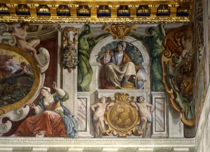Detail z fresky palácového sálu, palác Quirinal, Řím od Giovanni Lanfranco