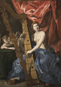 Venuše hrající na harfu, kolem roku 1630. od Giovanni Lanfranco
