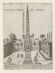 Egyptský obelisk Ramsese II na náměstí Piazza del Popolo v Římě Obelisco a S. Maria del Popolo (název na objektu) Moderní a starověké památky a budovy v Římě (název série) Ornamenti di fabriche antichi and moderni dell