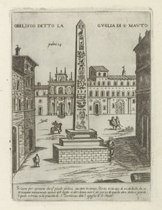 Obelisk te Rome Obelisk známý jako Věž S. Mauto (název na objektu) Moderne en antieke monumenten en bouwwerken v Římě (název série) Ozdoby starověkých a moderních budov města alma v Římě (název série) od Giovanni Maggi