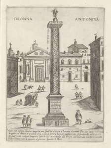 Sloup Marca Aurelia v Římě Colonna a S. Antonio (název na objektu) Moderní a starověké památky a budovy v Římě (název série) Ornamenti di fabriche antichi et moderni dell