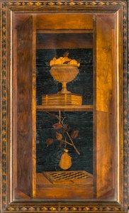 Lignaean Canonical Choir, intarzie Giovanni Maria Platina 1484, Superior Stall