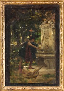 U fontány (olej na palubě) od Giovanni Muzzioli