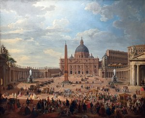 Jízda vévody de Choiseul (1719-1785) na Svatopetrském náměstí v Římě od Giovanni Paolo Panini