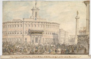 Loterie na náměstí Piazza di Montecitorio, 1743-1744.