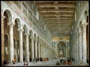 Interiér baziliky svatého Pavla za hradbami v Římě, c1750 od Giovanni Paolo Pannini