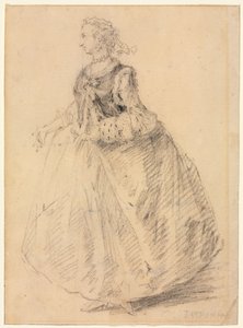 Stojící žena s hermelínovou manžetou, 18. století. od Giovanni Paolo Pannini