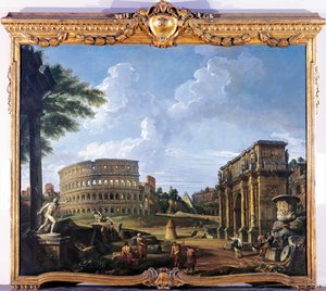 Koloseum a Konstantinův oblouk od Giovanniho Paola Panniniho (1691-1765) od Giovanni Paolo Pannini
