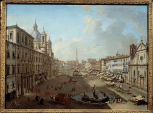Piazza Navona v Římě (Piazza Navona, Řím). Obraz Giovanni Paolo Pannini (Panini) (1691-1765) od Giovanni Paolo Pannini