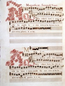 Magnificat, rukopis „Messes of Mantova“ Giovanni Pierluigi da Palestrina (1525 - 1594), italský skladatel. od Giovanni Pierluigi da (after) Palestrina