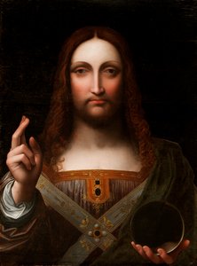 Cristo Salvator Mundi (olej na dřevěné desce)