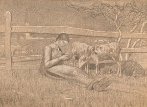 Pastýřka, c1888 od Giovanni Segantini