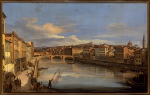 Pohled na Arno a Ponte Vecchio, Florencie