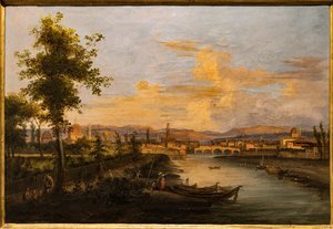 Pohled na Arno, kolem roku 1850 (olej na plátně)
