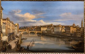 Pohled na Arno z mostu Alla Carraia