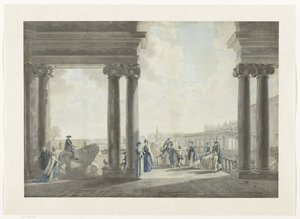 Pohled do zahrad Villa Medici v Římě (titul na objektu) Pohledy na Řím a okolí (název série) od Giovanni Volpato