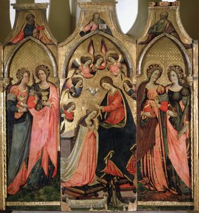 Triptych Korunovace Panny Marie - obraz Giovanni da Gaeta (činný kolem 1449-1472) Gaeta z 15. století, museo diocesano od Giovanni da Gaeta
