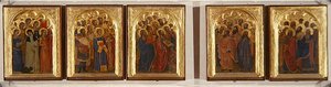 Predella, Polyptych svatých, panen a mučedníků (tempera na panelu) od Giovanni da Milano