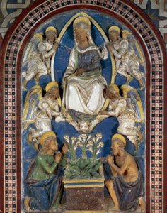 Nanebevzetí Panny Marie, Majolika od Giovanni della Robbia (1469-1529), Magistrátní palác Palazzo Pretorio, bývalý hrad hrabat Guidi, Poppi, Toskánsko, Itálie