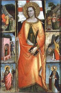 Sv. Reparata, s Výjevy mučednictví a SS. Jan Křtitel a Nicolas (tempera na panelu)