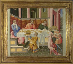 Hlava Jana Křtitele přenesená do Heroda Predella Panel, 1454 od Giovanni di Paolo