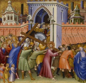 Kristus na cestě na Kalvárii, z Malavoltiho oltáře, 1426