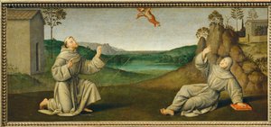 Svatý František z Assisi přijímá stigmata... od Giovanni di Pietro (c.1450 1529) (studio of)