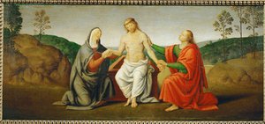 Mrtvý Kristus podporovaný Pannou Marií a svatým Janem apoštolem... od Giovanni di Pietro (c.1450 1529) (studio of)