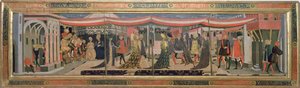 Čelní strana z Adimari Cassone zobrazující svatební scénu před baptisteriem, cca 1450 (tempera na panelu) (viz také 62295, 123484-6)