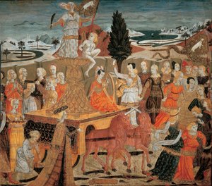 Le triomphe de la custete - Triumf cudnosti - (Lo Scheggia) Giovanni di Ser Giovanni (1406-1486). Tempera na panelu
