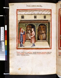 Theatrum sanitatis od Ububchasym de Baldach: "Vinum Vetus Odoriferum", první desetiletí 14. století (miniatura) od Giovannino de