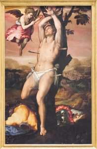 Svatý Šebestián dostává korunu a palmu mučednictví od Girolamo (1521-c.1580) Siciolante