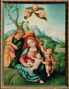 Svatá rodina (malba na dřevě) od Girolamo Marchesi da Cotignola
